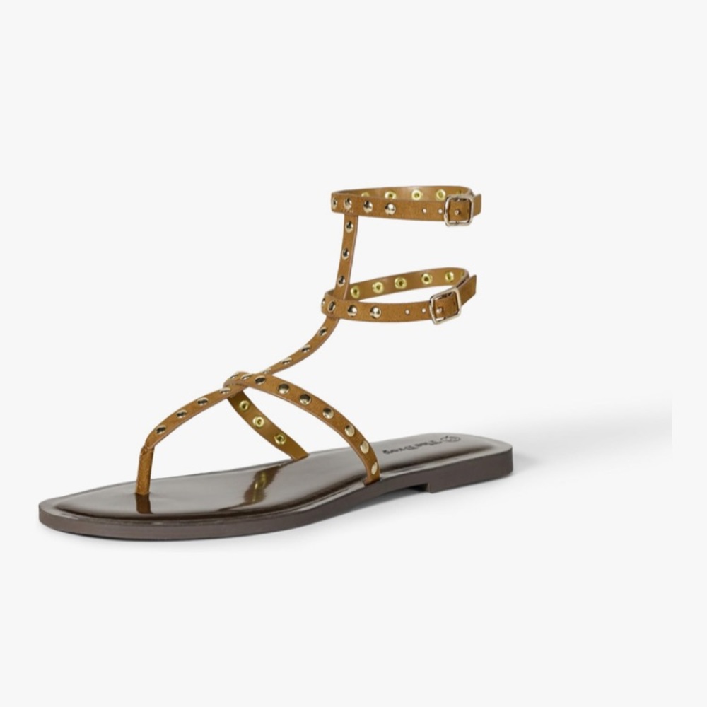 NWT The Drop Casper gladiator ankle Brown Sandals with Gold studs size 8